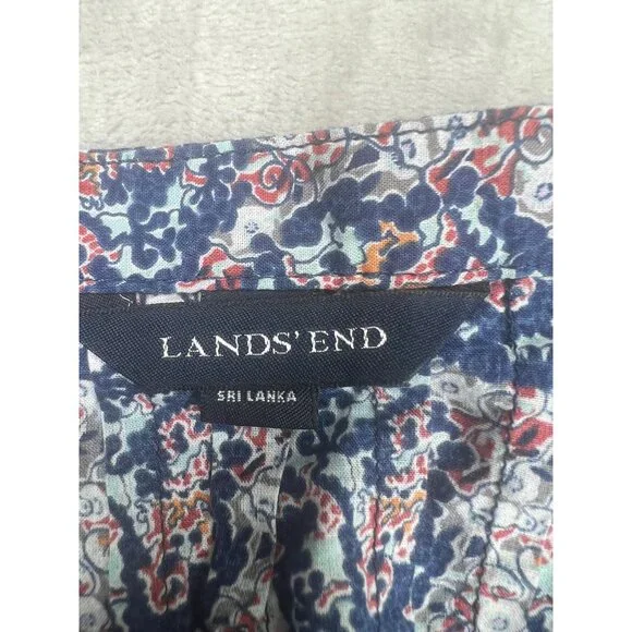 Lands End Womens Floral Pattern Button-Up Blouse Pleated Back Size 6 - Picture 10 of 11